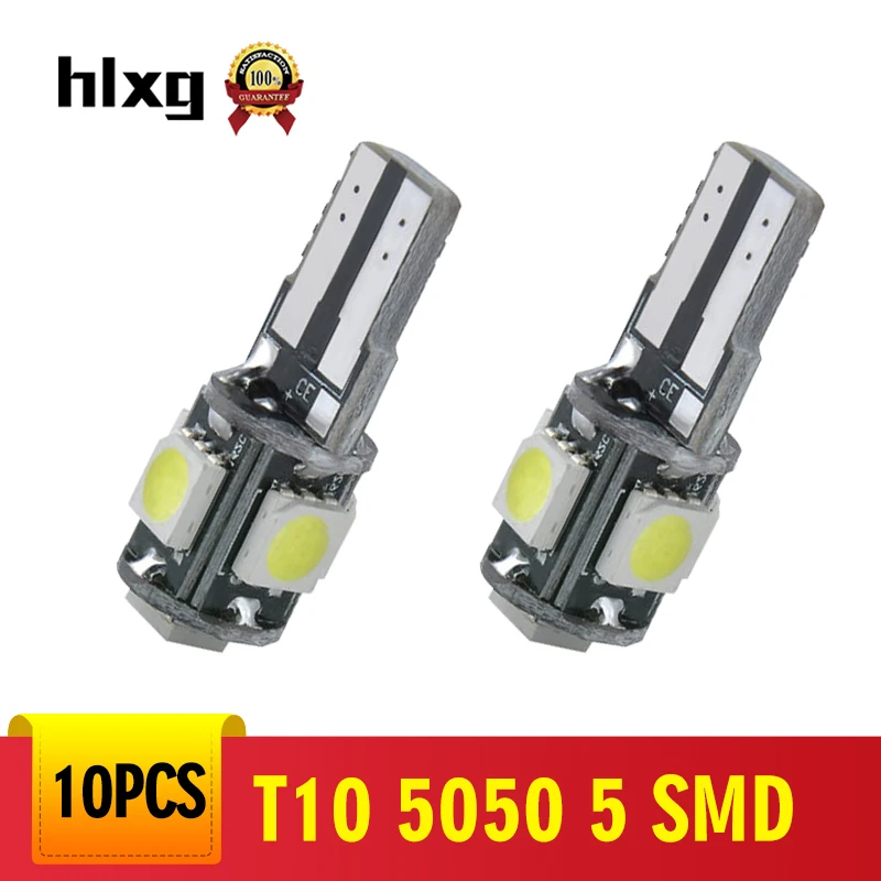 10 шт. автомобисветильник светодиодные лампы hlxg T10 5050 SMD W5w 194 168 DC 12 В|Сигнальная