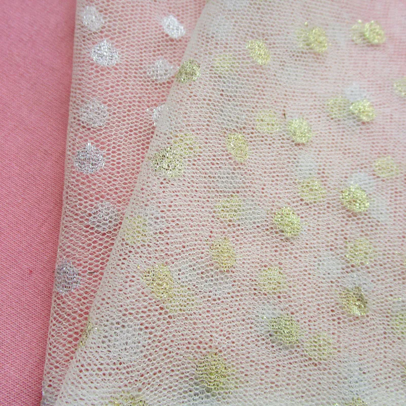 1 ярд модная Милая Золотая юбка в горошек сетчатая ткань индийское серебряное