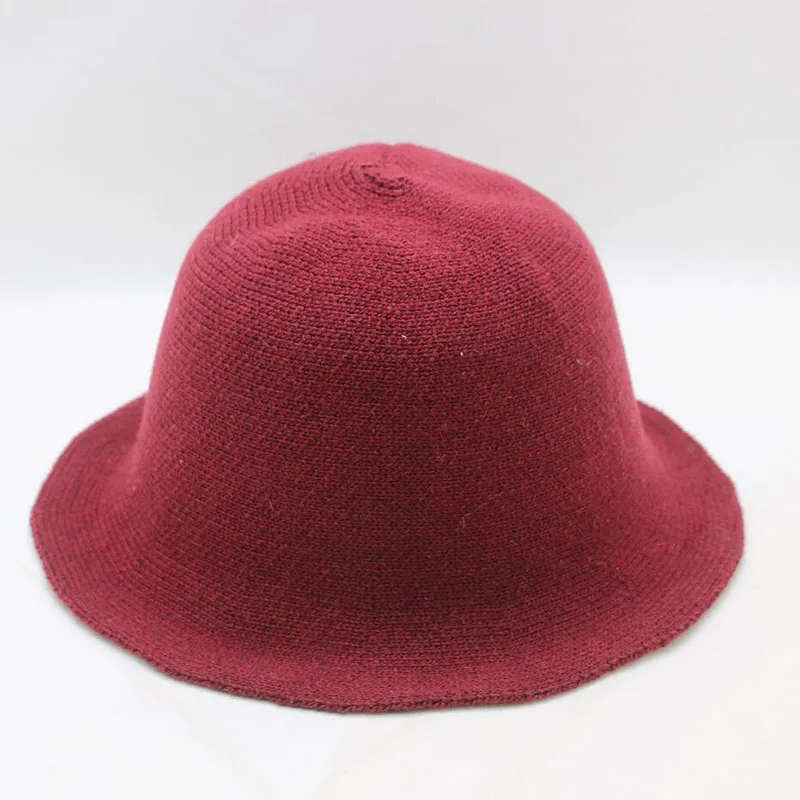 wine red SUOGRY вязаный вязаные шапки с закатанными полями шляпа рыбаловедские снасти Женская Повседневная Для женщин Горячие шапки осень/зима Панамы - Цвет: wine red