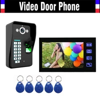 7 touch mointor video door phone intercom doorbell system fingerprint id card password code video doorphone kit for home villa