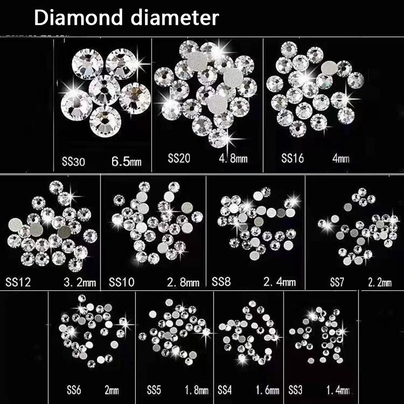 LEAMX Кристальные 3D Прозрачные AB Стразы для дизайна ногтей украшения кончик пальца блестящее стекло наклейки для ногтей принадлежности для салонов 1440 шт