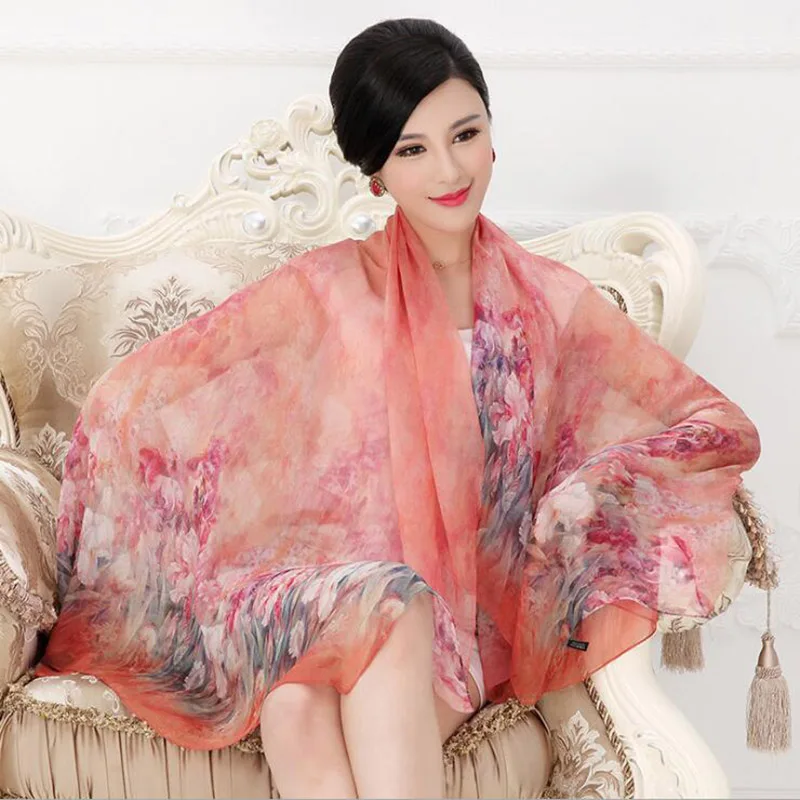 

NEW 2019 Luxury Brand Scarf 100% Silk Scarf Natural Real Silk hijab Women Long scarves Shawl Wrap Female Bufanda de mujer