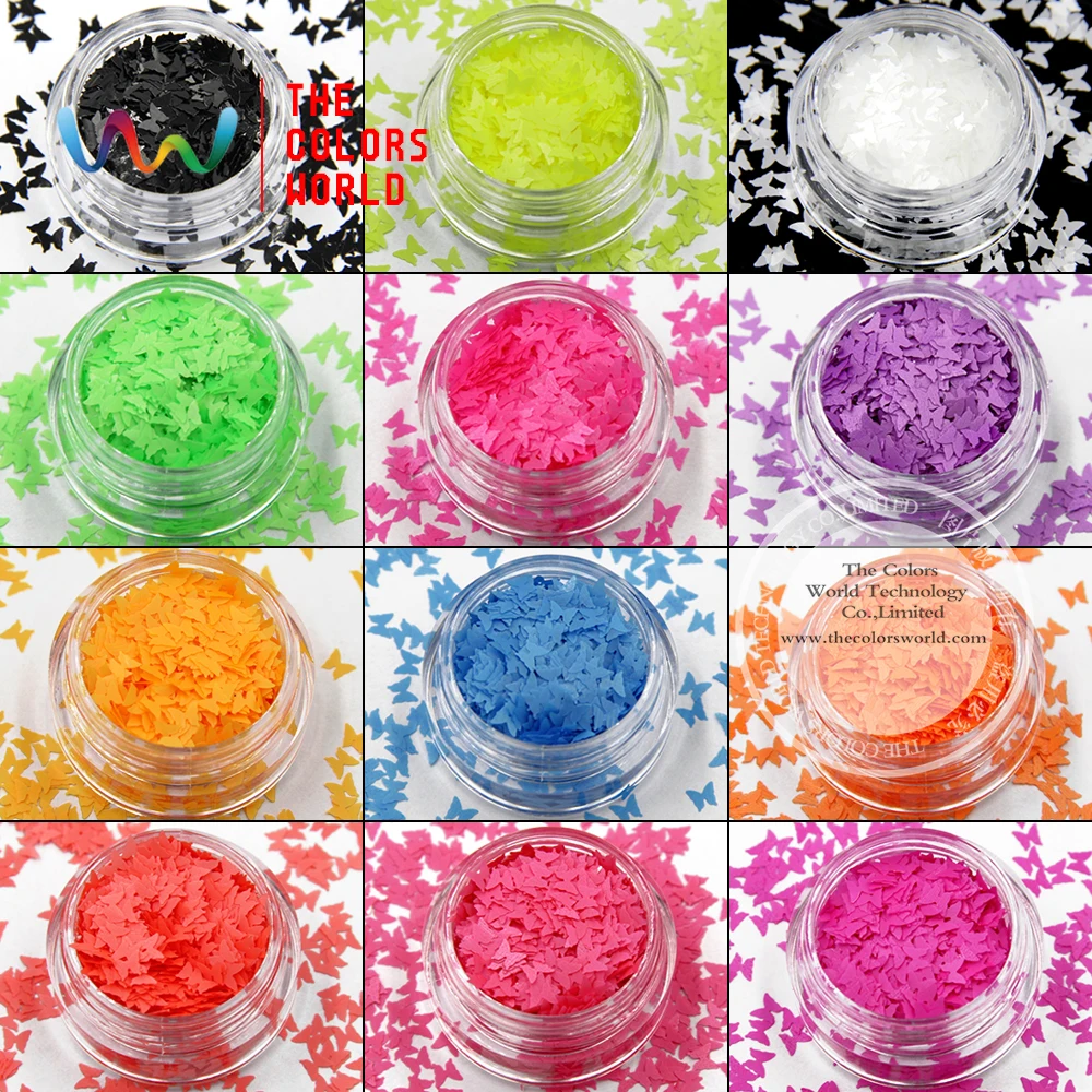 TCT-020 Neon Color olvent resistant Butterfly shapes and 12 kind color Glitter for nail art ,nail gel,makeup  DIY decoration