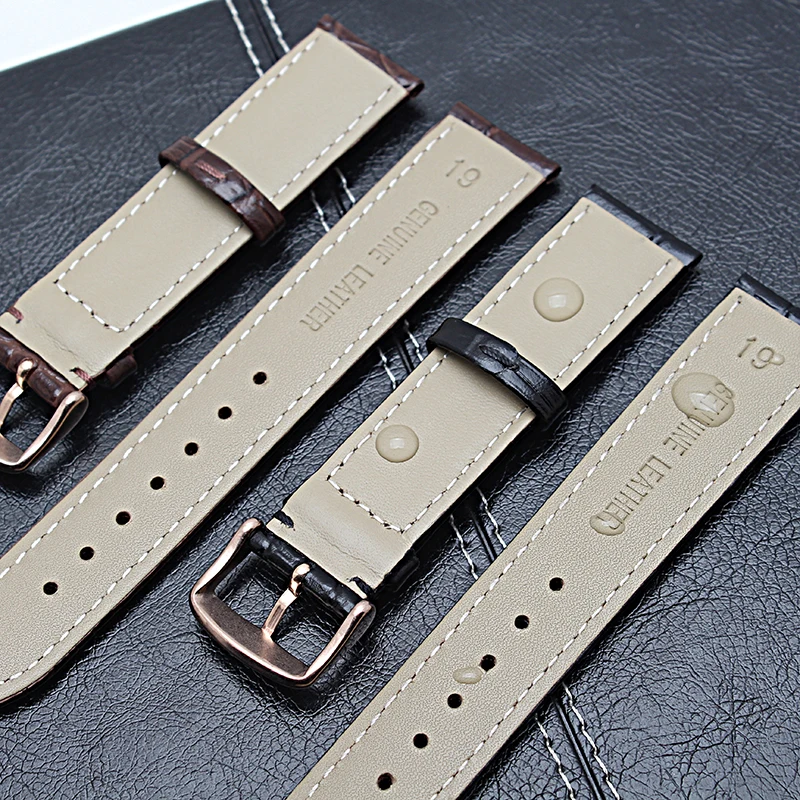 Мужской ремешок из натуральной кожи с крокодиловым лицевым покрытием черный и