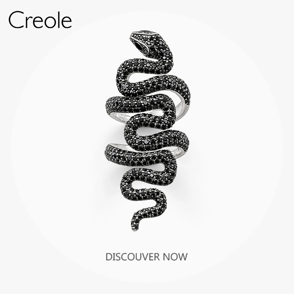Fabulous Tropical Mystical Ring Black Snake, Brand 925 Sterling Silver Bohemia Fashion Jewelry High-fashion Gift For Women - Цвет основного камня: CZ Pave