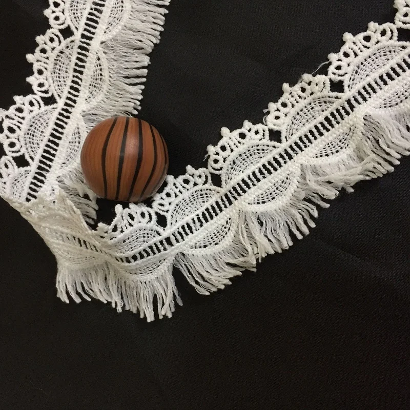 3 ярда белая кружевная лента с бахромой из хлопка|Кружево| |