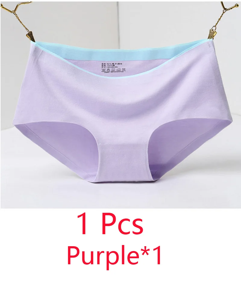 purple Трусы для женщин, модные сексуальные женские трусики, одноцветные бесшовные трусики со средней посадкой, cpants для женщин, хлопковое сексуальное нижнее белье для девушек - Цвет: purple