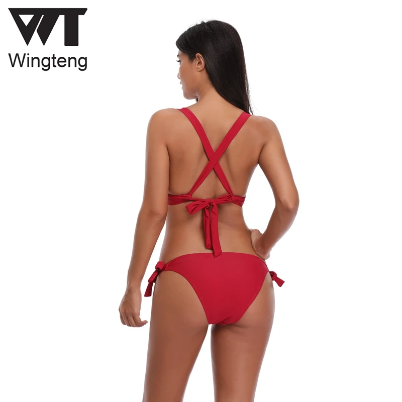 Low Waist Thong bikinis 2018 mujer Women Brazilian Bikini Black Lace Swimwear female push up Set Red biquinis feminino |