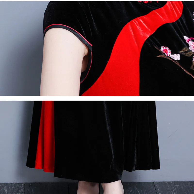 Женское китайское традиционное платье Cheongsam Золотое бархатное Ципао элегантное
