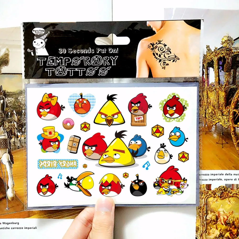SHNAPIGN 9 шт./лот милая птица кот монстр временное искусство тела наклейки с