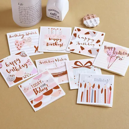 

9pcs pink birthday card kids cute birthday cake gift invitation card for girl/daughter