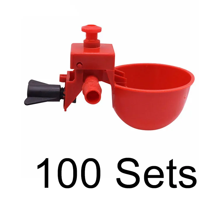 Red 100 Sets 10-100 комплектов куриная Питьевая чашка автопоилка кормушка для цыплят пластиковая поилка для птицы легкая установка - Цвет: Red 100 Sets