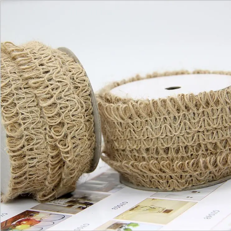 Кружевная лента с кисточками из пеньковой ткани 2 см плоский канат декоративная