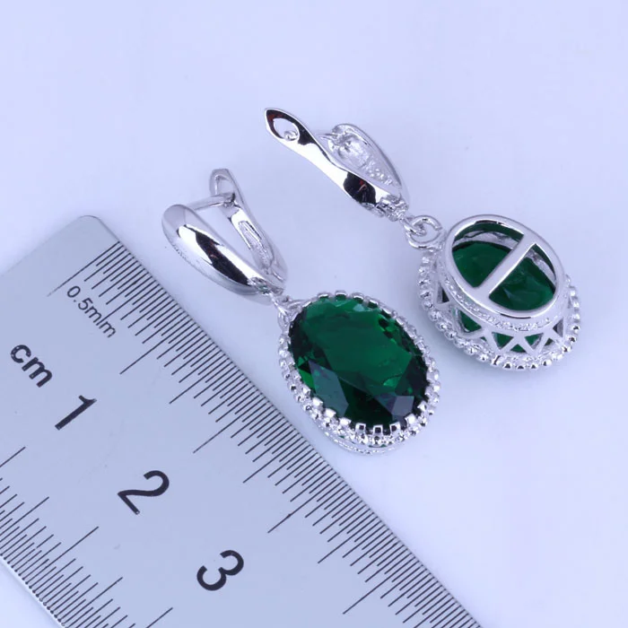 Простые и элегантные серьги с имитацией изумруда зеленого цвета ожерелье