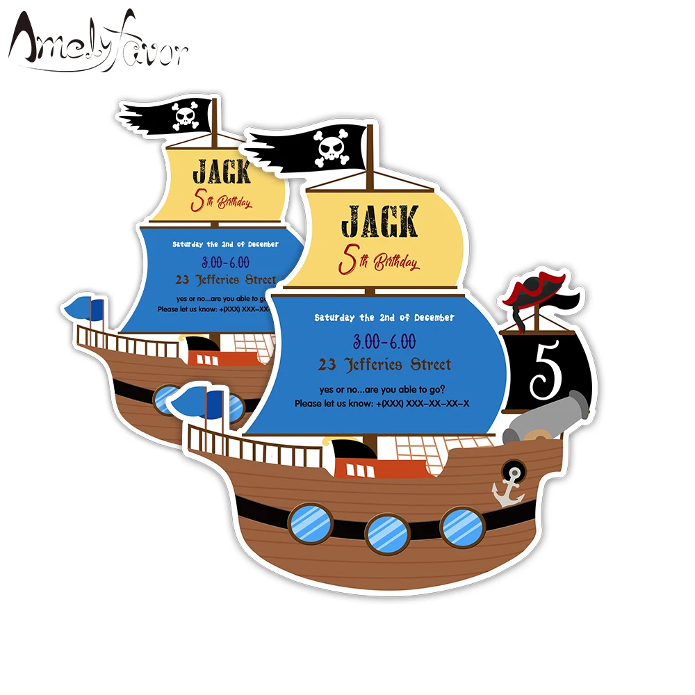 

Pirate Ship Invitation Pirate Party Invitations Card Pirate Birthday Party Supplies Kids Event Birthday Invitations