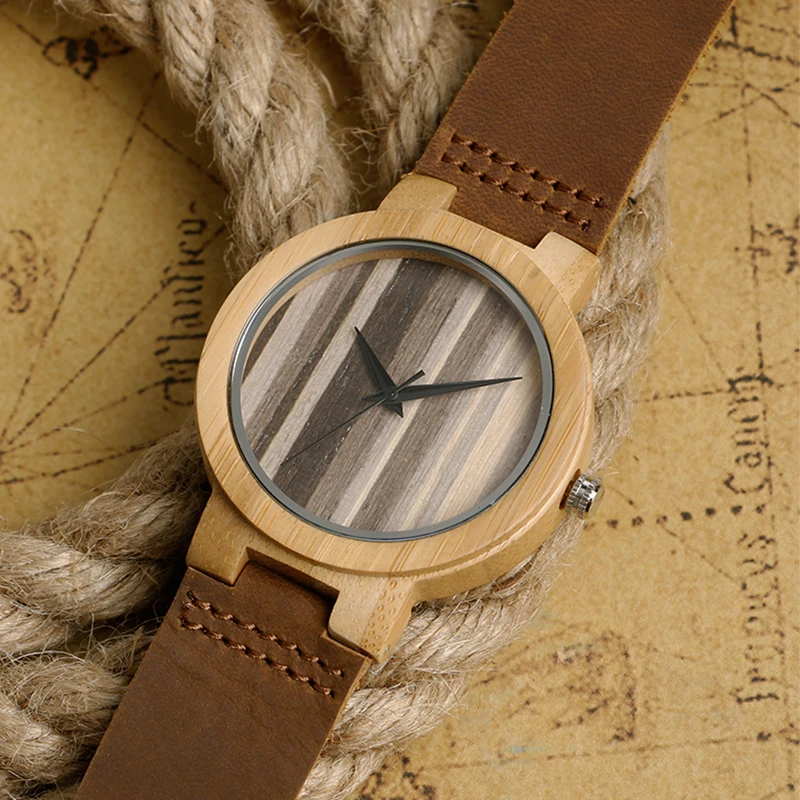 

Wooden Watches Quartz Watches Men Stripes Face Stylish Natural Luxury Bamboo Wristwatch Wood Male Female Clock Fashion Hour