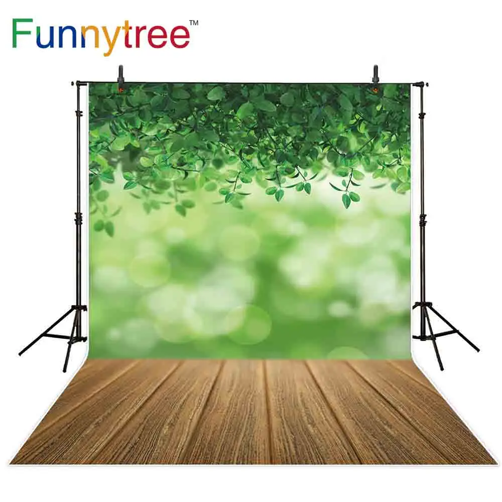 Фотофон Funnytree с зелеными листьями боке весенний фон для студийной фотосъемки