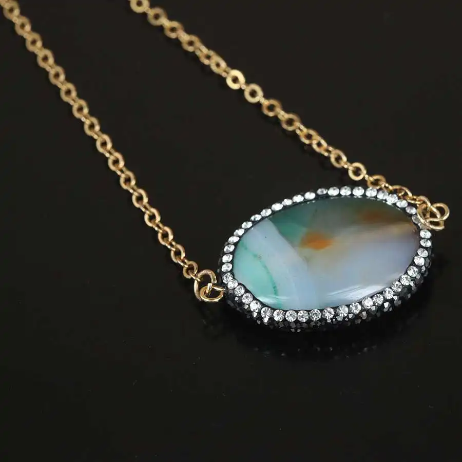 Ожерелье женское Ювелирное Украшение 2015 Кварцевая подвеска с кристаллом 24 К