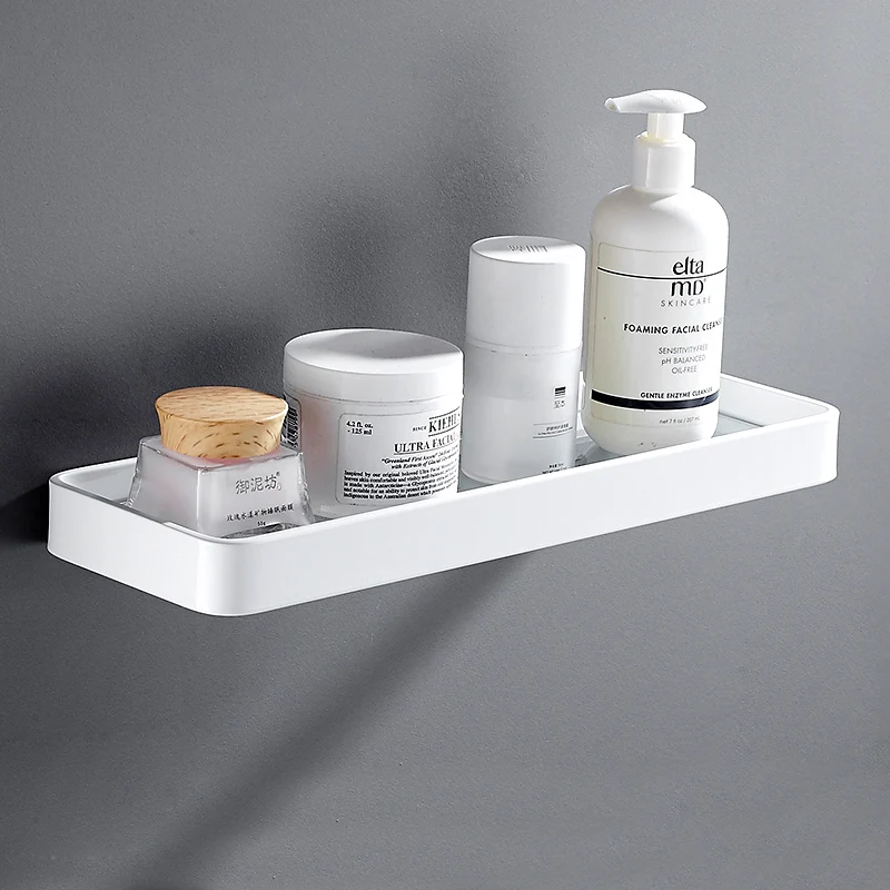 Квадратная полка для ванной комнаты алюминиевый белый держатель шампуня мыла