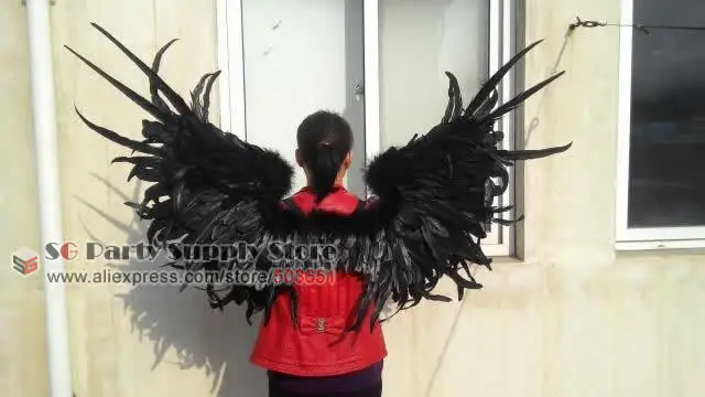 EMS Бесплатная доставка Индивидуальные сексуальные черные крылья Ангела пера для