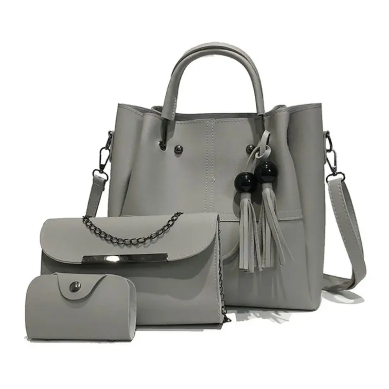 3 шт. женская кожаная сумка сумки на плечо с кисточкой тоут мессенджер ручкой