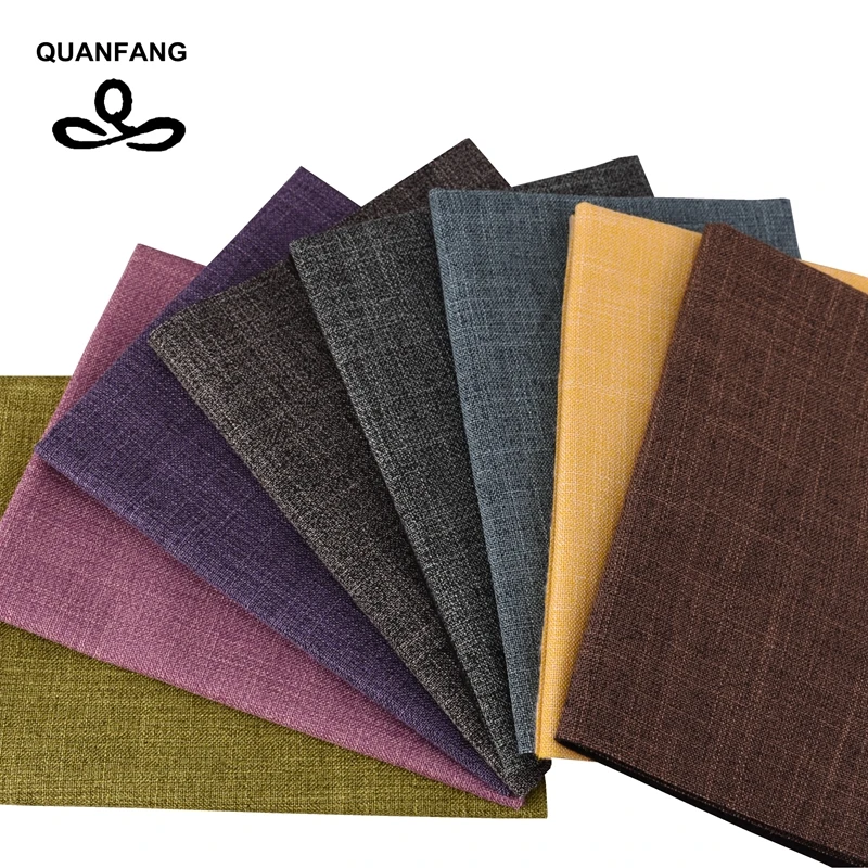 QUANFANG, 8 шт./лот, однотонная полиэфирная цветная льняная ткань для лоскутной подушки, дивана, шитья, рукоделия, материалы, ткань 40 см x 45 см