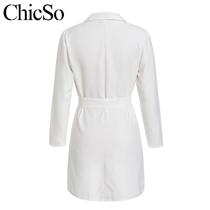 Женский блейзер MissyChilli белый с двумя кнопками и длинным рукавом повседневный