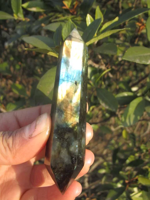 

1pcs Natural labradorite QUARTZ CRYSTAL DT WAND POINT HEALING