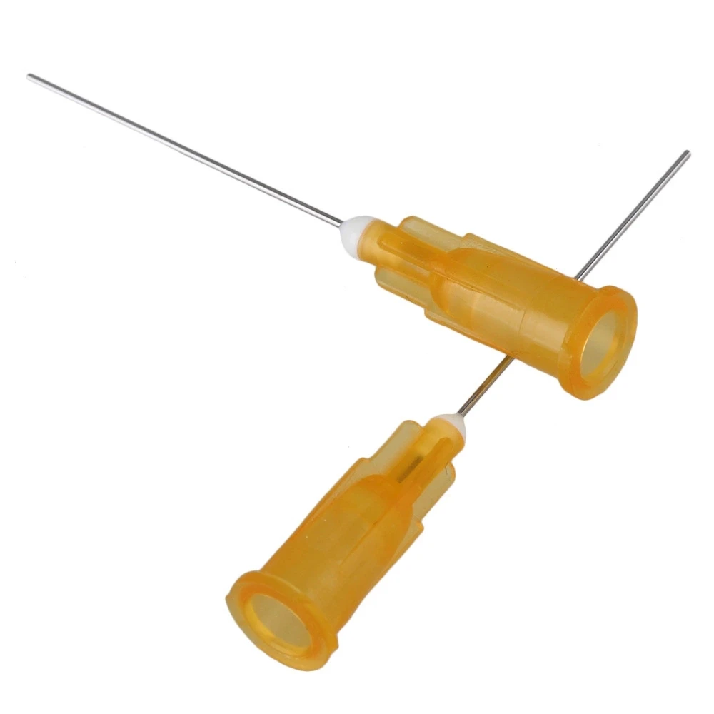 

100PCS Orange Stuck Connector Dispenser 25Ga 1 inch Steel Blunt Needle