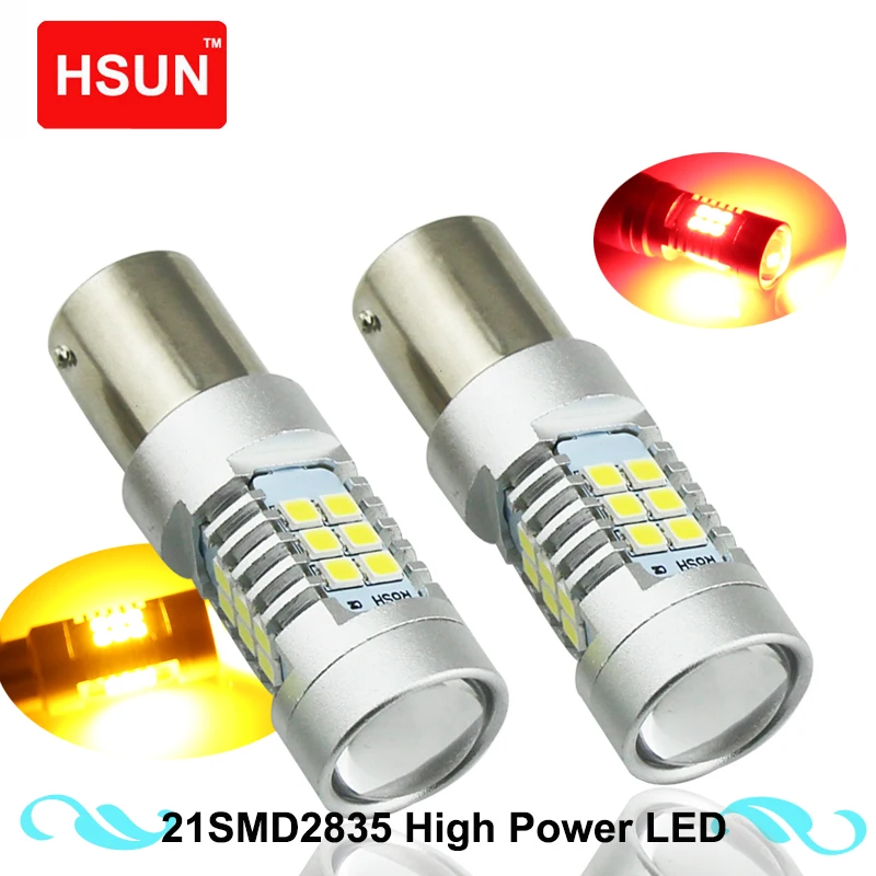 

HSUN 2 шт. PY21W Светодиодная лампа 1156 BAU15S 21SMD 2835 автомобисветильник пы s лампы для стояночных огней стоп-сигнал поворота автомобисветильник Янта...