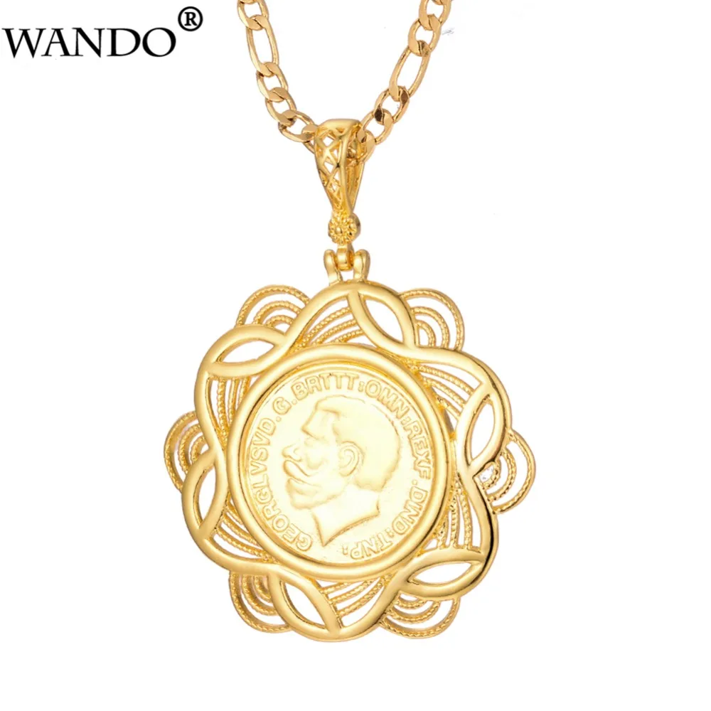 Wando классические большие монеты Наполеона ожерелья для женщин/мужчин золотого