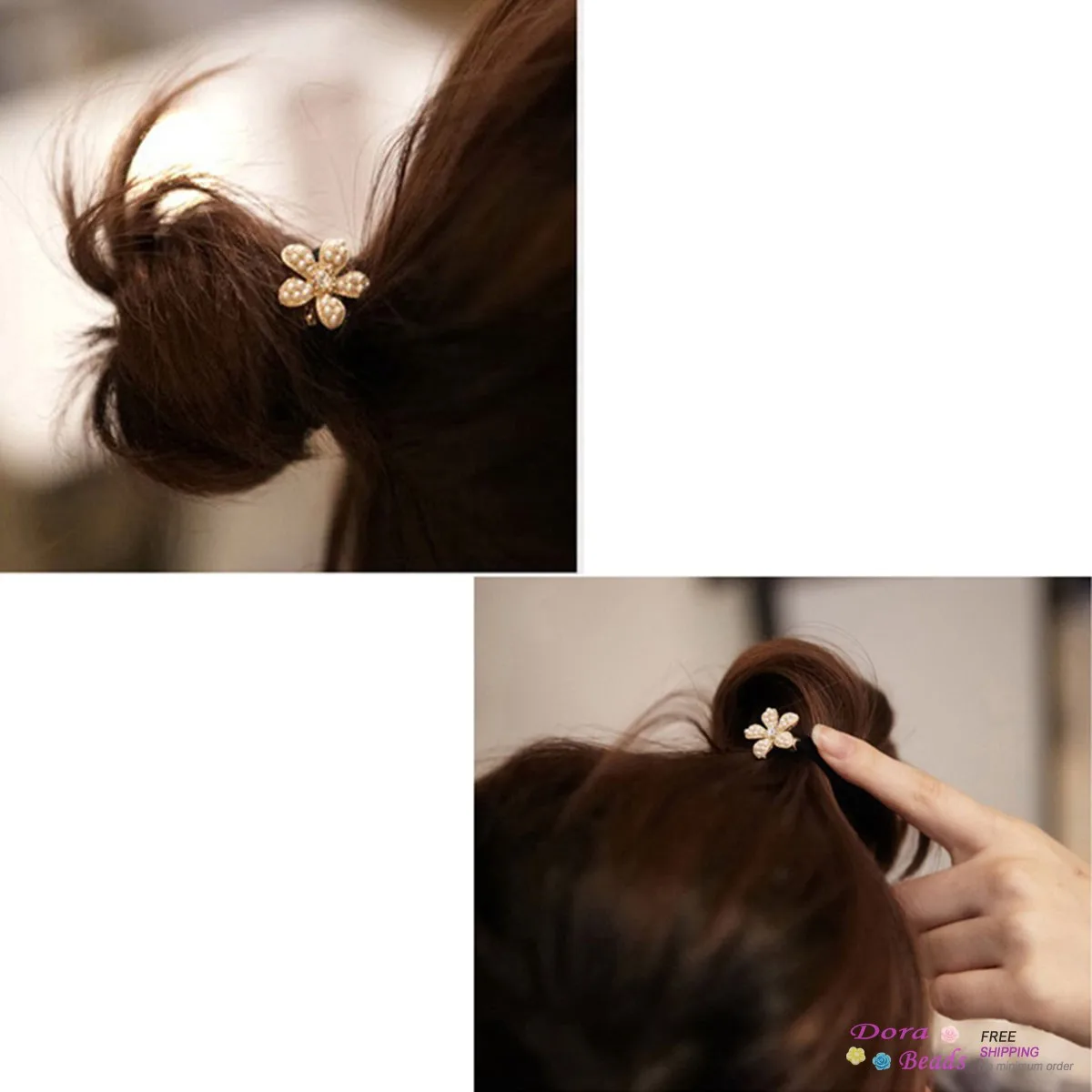 Нейлон круг кольцо резинка для волос хвост держатель черный акриловый жемчуг