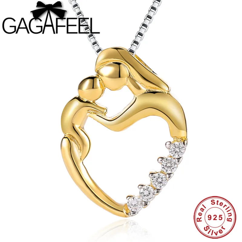 Gagafeel стерлингового серебра 925 мама Цепи Ожерелья для мужчин золото golor мать дочь сын ребенок Семья любовь Подвески подарок на день матери