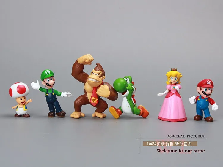 Super Mario Bros фигурки игрушки куклы 18 шт./компл. Супер Марио Луиджи Принцесса Персик Дейзи Йоши Жаба Донки Конг Купа