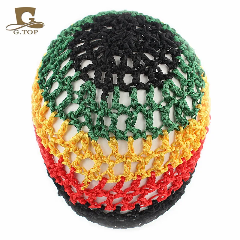 Новая модная детская сетка для волос Rasta Kufi вязаная крючком сетчатая шапка