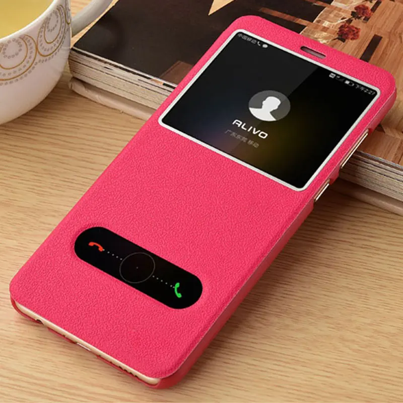 Rose Red For Huawei Honor 7X Case 5.93" Luxury View Window Book Stand Flip Case For Huawei Honor 7X Cover PU Leather BND-L21 Phone Cases - Цвет: Rose Red