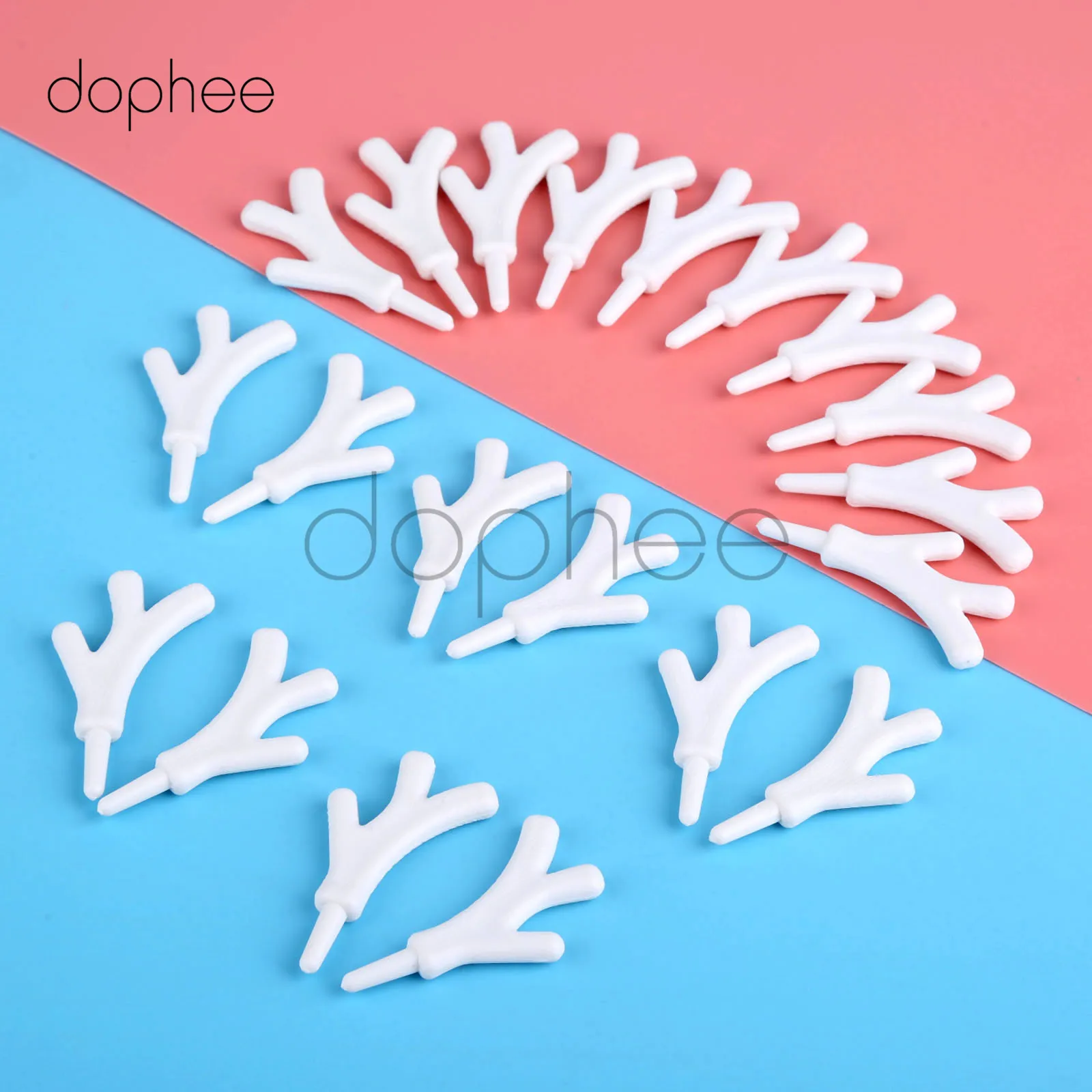Dophee 20 шт мини пластиковые ветки Рога Снеговик DIY орнамент Рождественский Снеговик украшения Ремесло - Цвет: White