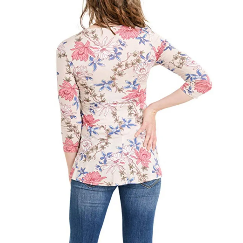 SAGACE Maternity Long Sleeve Tops Beach Floral Ladies Flower Print Womens Clothes | Мать и ребенок