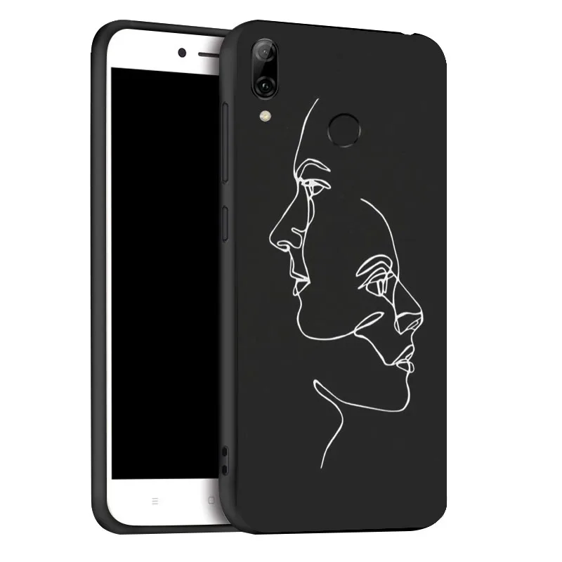 P Smart чехол s для huawei P Smart чехол 3D Окрашенный черный чехол для huawei Y7 Y6 Y5 Prime Y9 Чехлы бампер