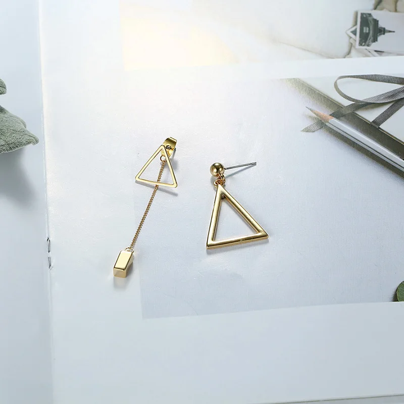 Женские серьги подвески в виде треугольника из нержавеющей стали|dangling earrings for
