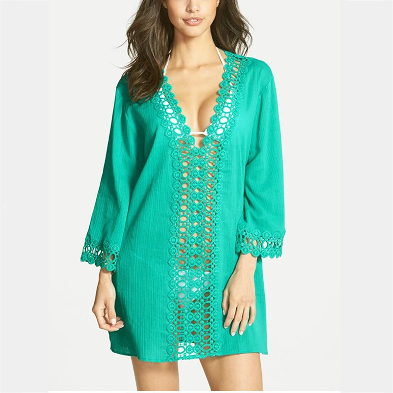 Женские платья ажурное кружевное сексуальное пляжное платье с глубоким