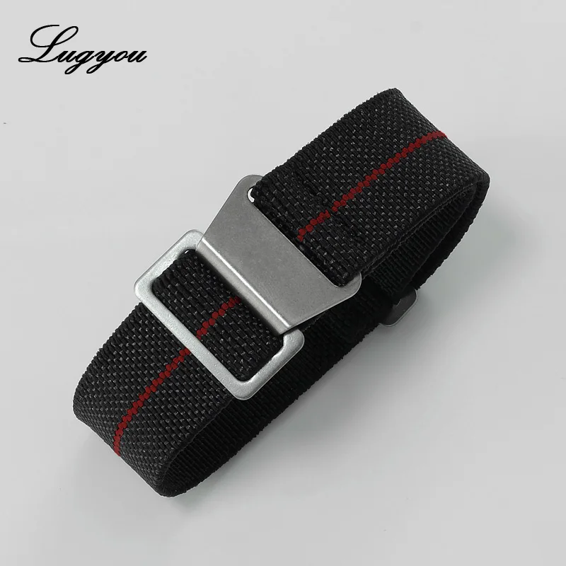 black red LUGYOU части часов эластичный нейлоновый ремешок 20 мм армейский зеленый золотой пряжка с покрытием длина 170 мм подходит для всех видов часов - Цвет ремешка: black red