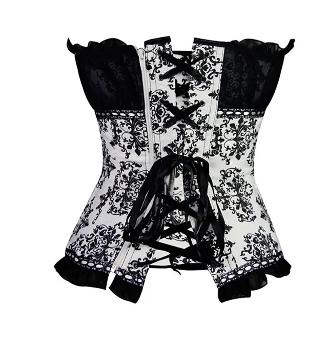 Корсет Overbust в стиле бурлеск Застежка молния сбоку Костюмы атласа на шнуровке
