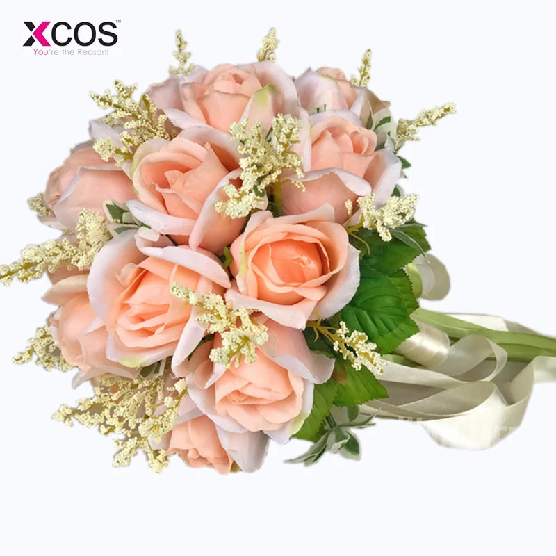 XCOS Свадебный букет высокого качества цвета слоновой кости Роза бросок Свадебные