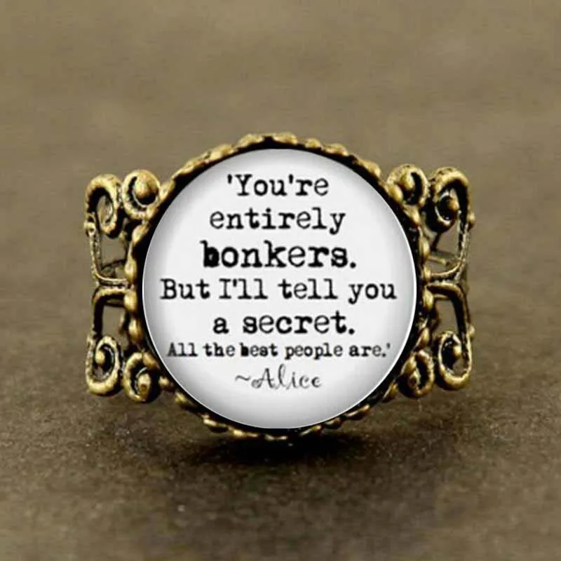 Кольцо с цитатами в стиле стимпанк Вы целиком обнимательные Алиса стране чудес