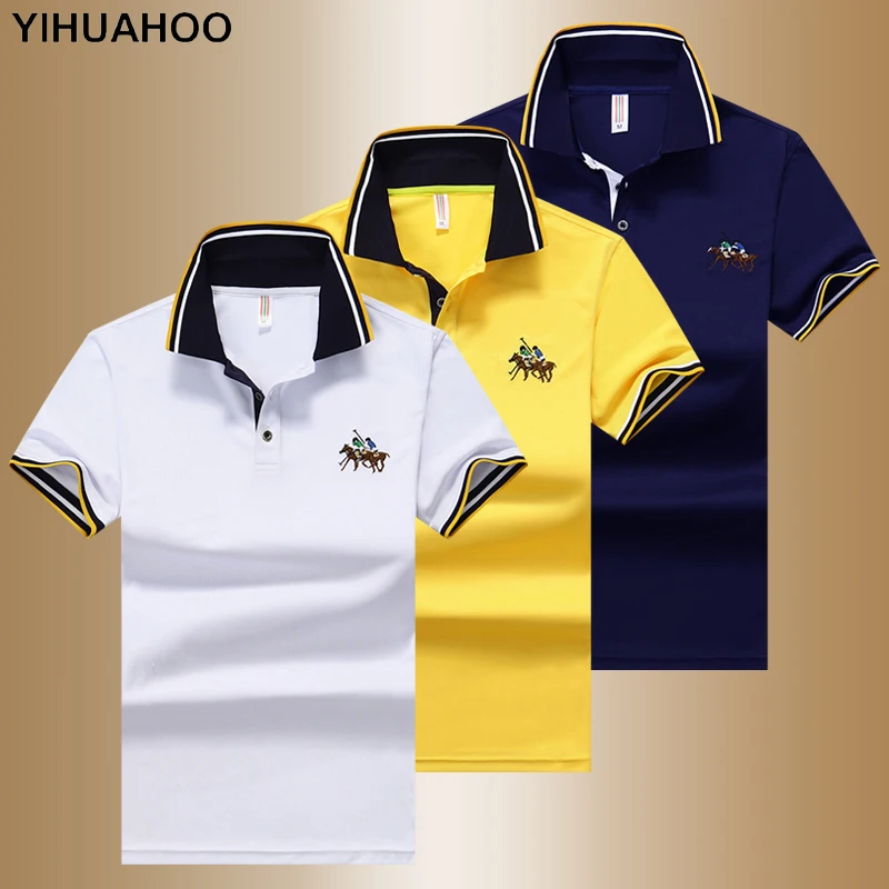 

YIHUAHOO Polo Shirt Men High Quality Men Polyester Short Sleeved Summer Shirt Brand Jerseys Polos Para Hombre Size M-4XL JCP-631