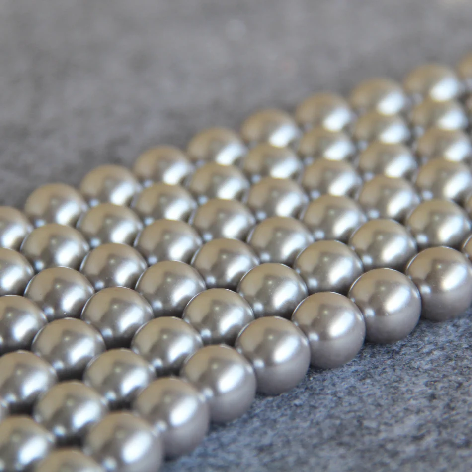 

12mm Grey Shell glass beads DIY gift for women loose beads Jewelry making design 15inch 2pc/lot Wholesale and retail