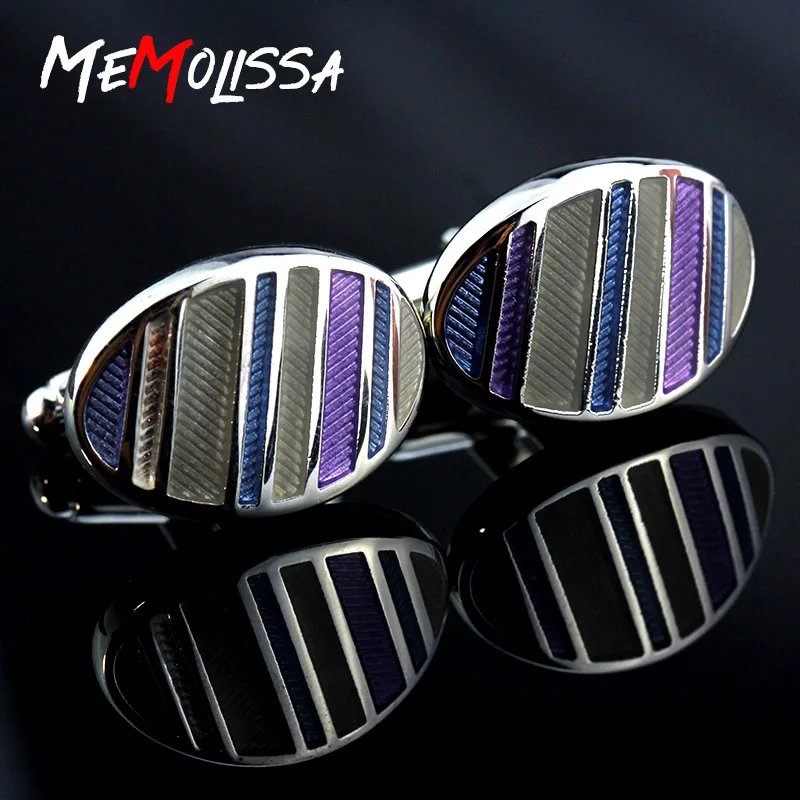 

MeMolissa New Men's Colorful Cufflinks Stripe Design Men's Oval Cufflinks Wedding Cufflinks Men's Jewelry
