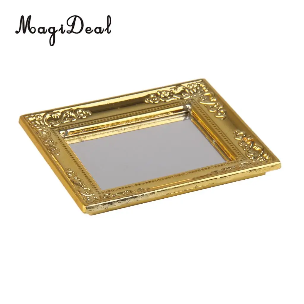 MagiDeal модный дизайн 1 шт. 1/12 весы кукольный домик Золотая рамка Зеркало для кукол