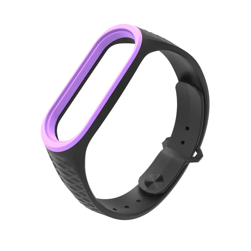 black and purple Mi jobs силиконовый mi Band 3 ремешок спортивный Аврора ремешок для Xiaomi mi band3 ремешок умные наручные часы mi band 3 Ремешок Браслет - Цвет: black and purple